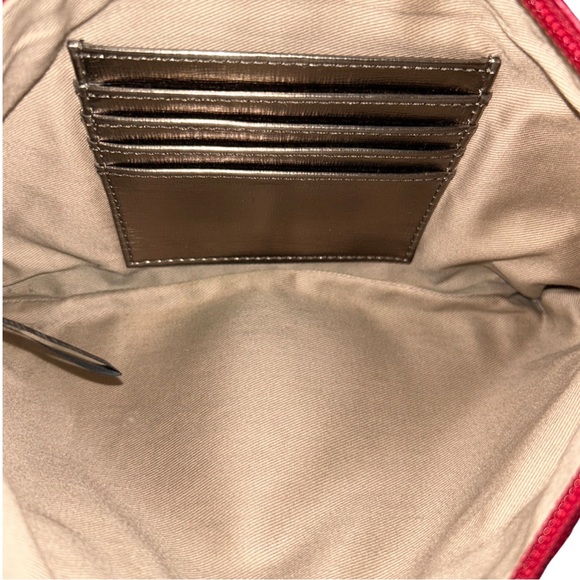 Rare Fossil Red Leather Crossbody Handbag Chain Strap - Picture 8 of 14